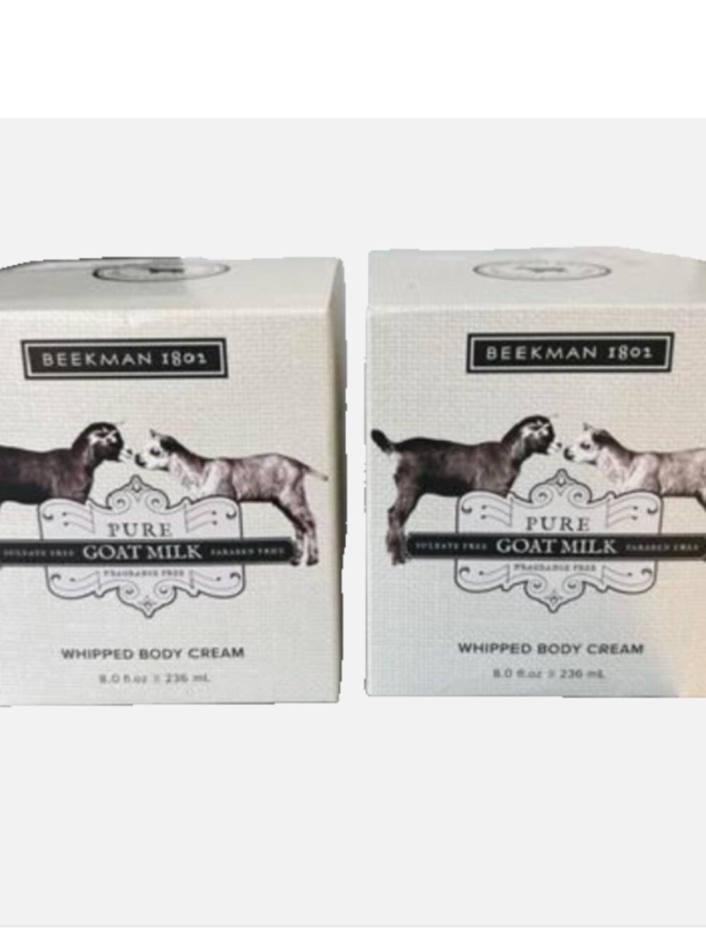 Beekman 1802 LOT OF 2 Pure Goat Milk Whipped Body Cream 8 oz Fragrance Free New